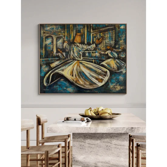 Ruhun Yolculuğu Semazenler Yağlı Boya Tablosu