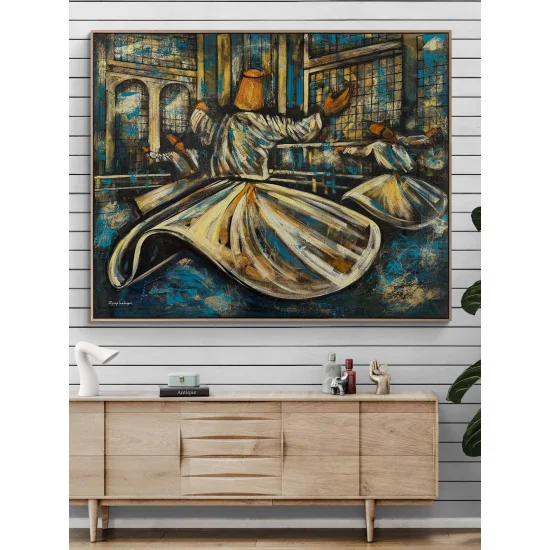 Ruhun Yolculuğu Semazenler Yağlı Boya Tablosu