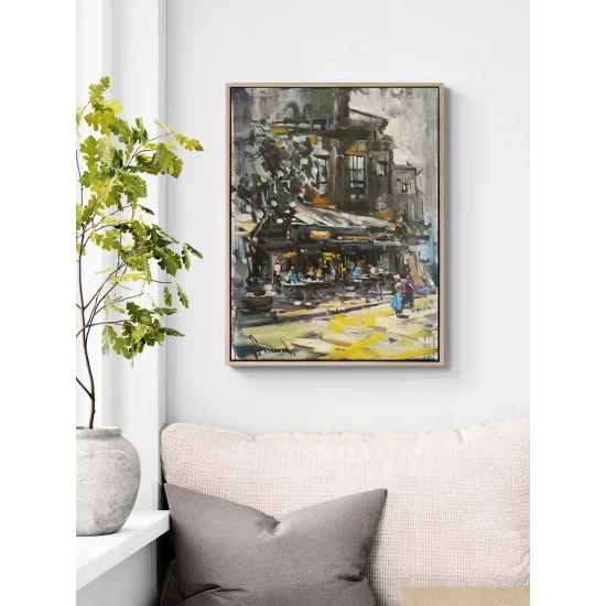 The Corner Café Oil Painting