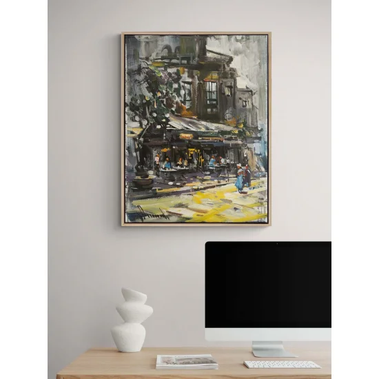 The Corner Café Oil Painting