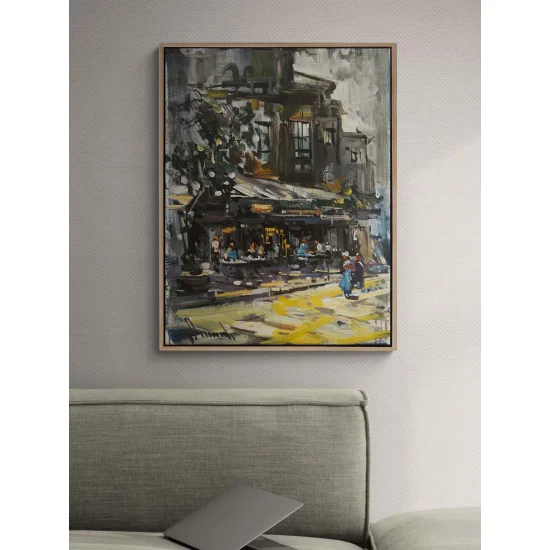 The Corner Café Oil Painting