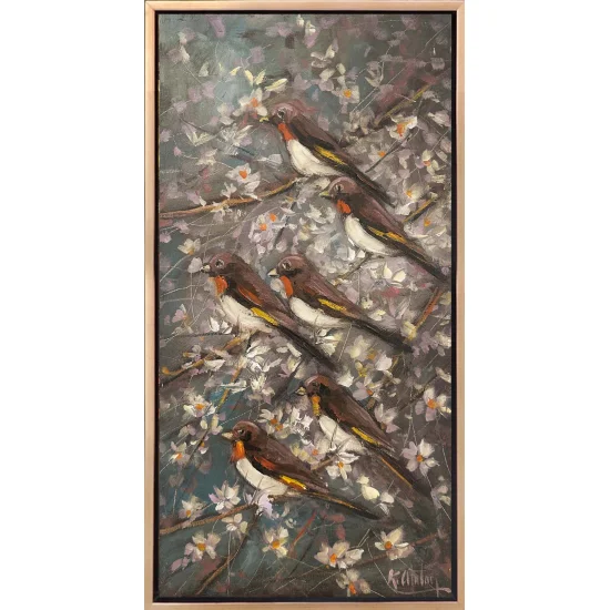 Birds in the Night Branches Oil Painting