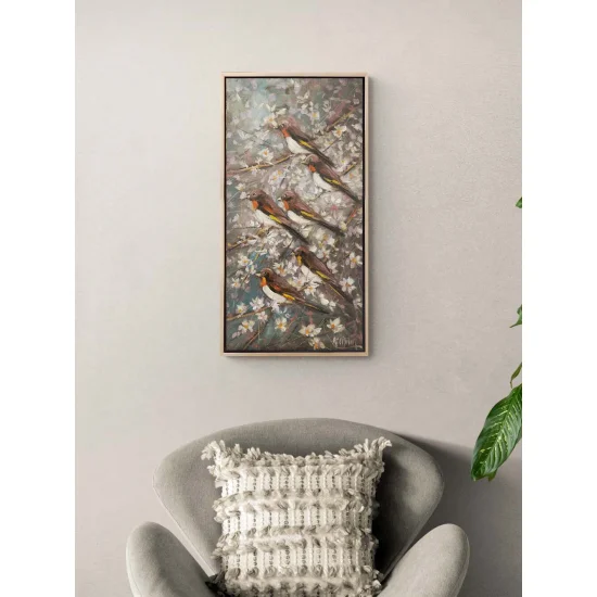 Birds in the Night Branches Oil Painting