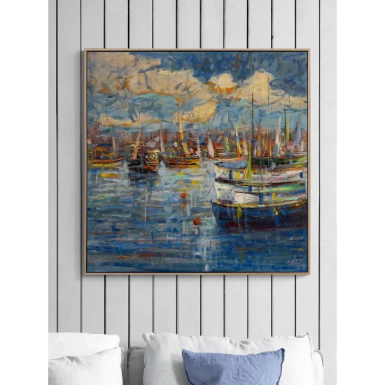 Denizle Baş Başa Yağlı Boya Tablosu