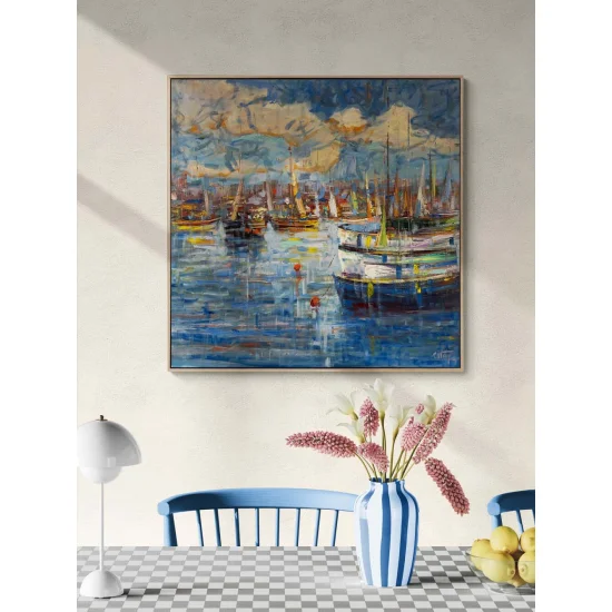 Denizle Baş Başa Yağlı Boya Tablosu