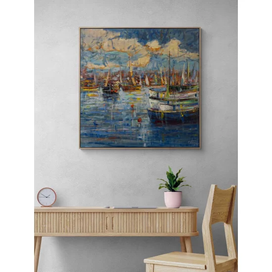 Denizle Baş Başa Yağlı Boya Tablosu