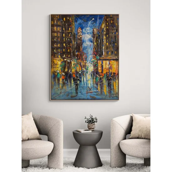 City Night Glow Oil Painting