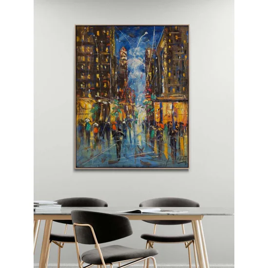 City Night Glow Oil Painting