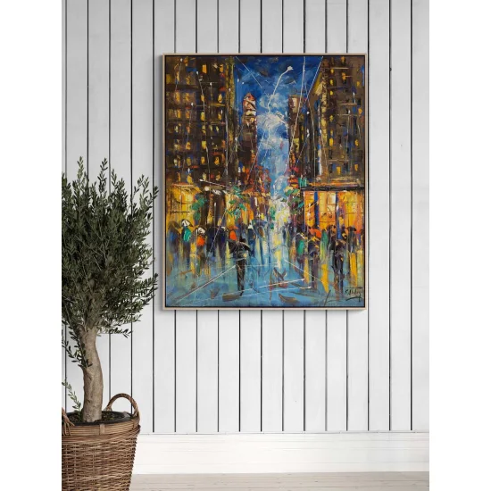City Night Glow Oil Painting