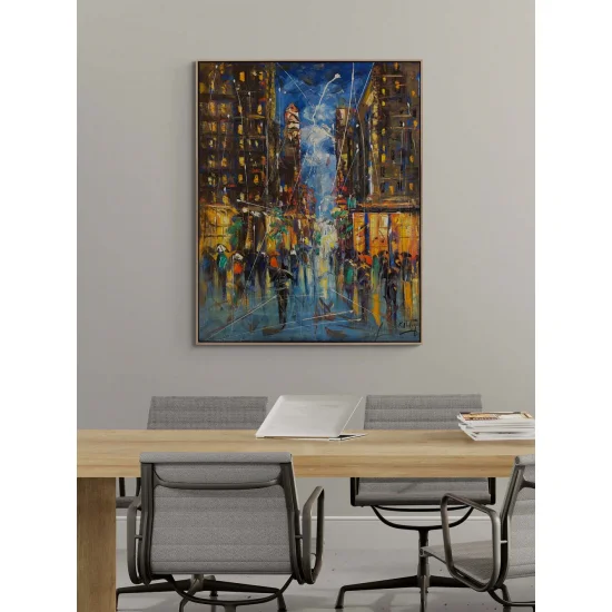 City Night Glow Oil Painting