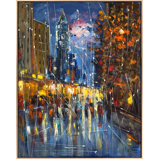 Yağmur Altında Adımlar Yağlı Boya Tablosu