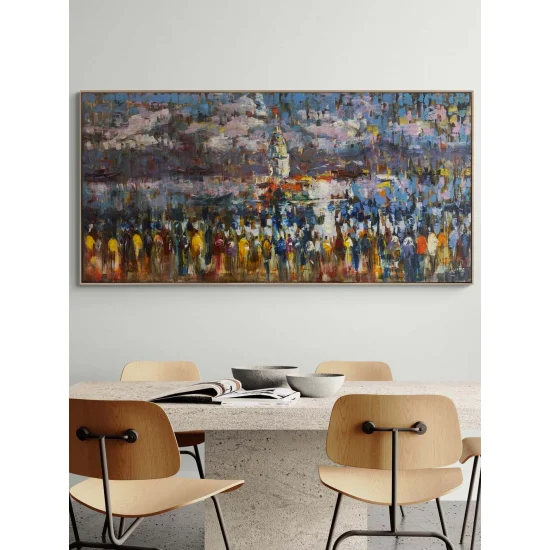 Crowds in Üsküdar Oil Painting