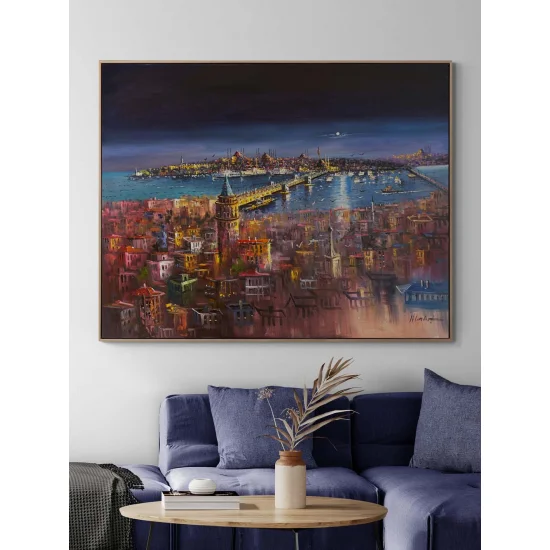 Night at the Istanbul Bosphorus Oil Painting