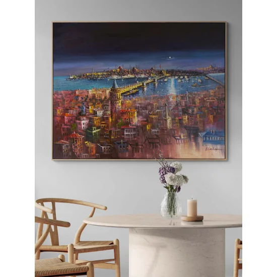 Night at the Istanbul Bosphorus Oil Painting