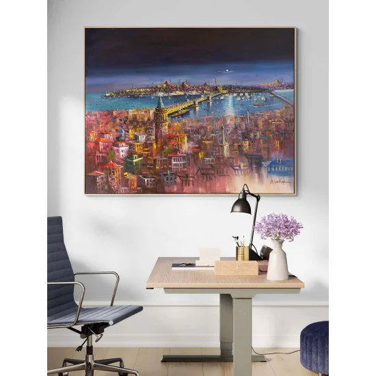 Night at the Istanbul Bosphorus Oil Painting