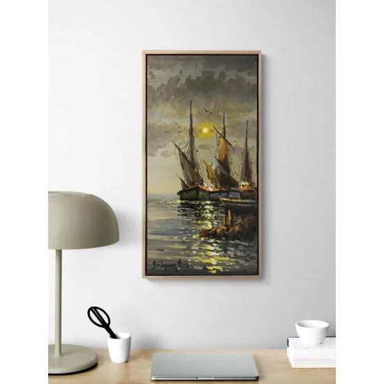 Yelkenlilerin Bekleyişi Yağlı Boya Tablosu