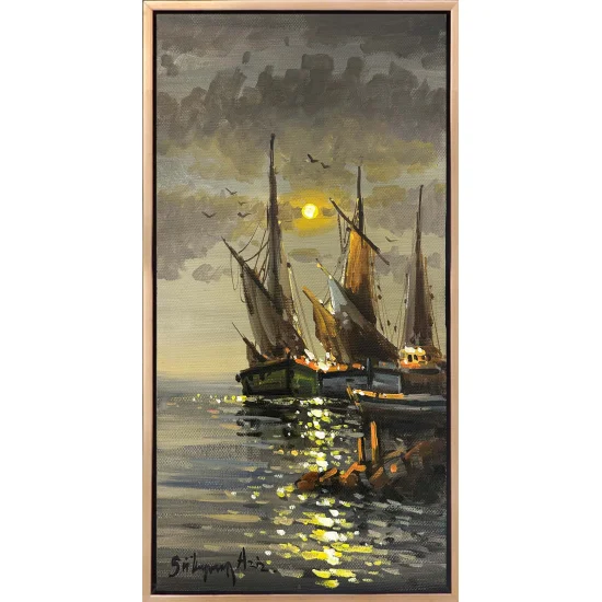 Yelkenlilerin Bekleyişi Yağlı Boya Tablosu