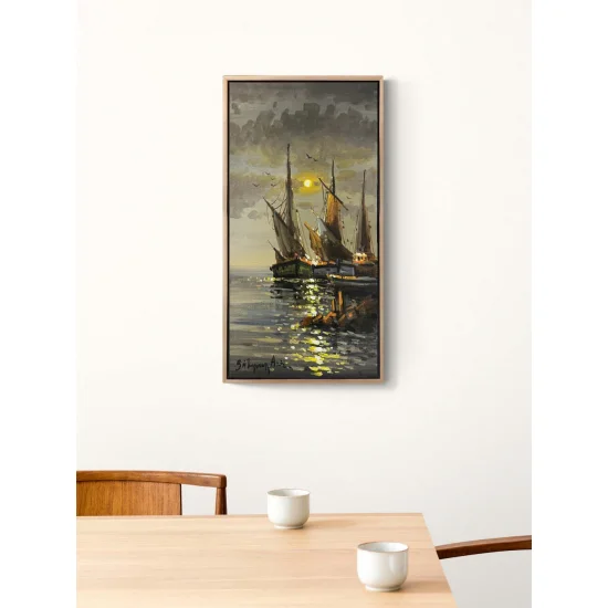 Yelkenlilerin Bekleyişi Yağlı Boya Tablosu