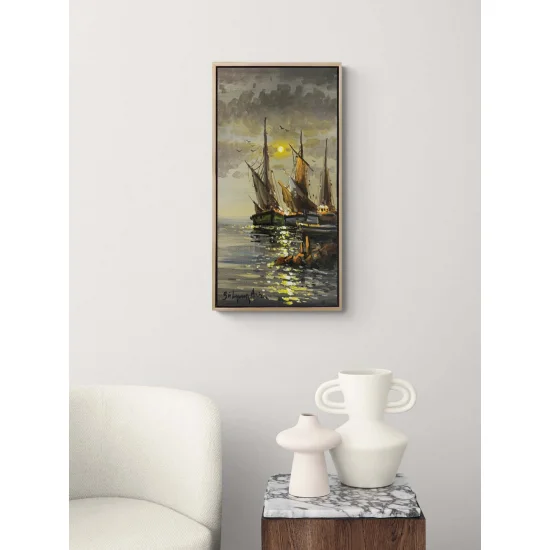 Yelkenlilerin Bekleyişi Yağlı Boya Tablosu