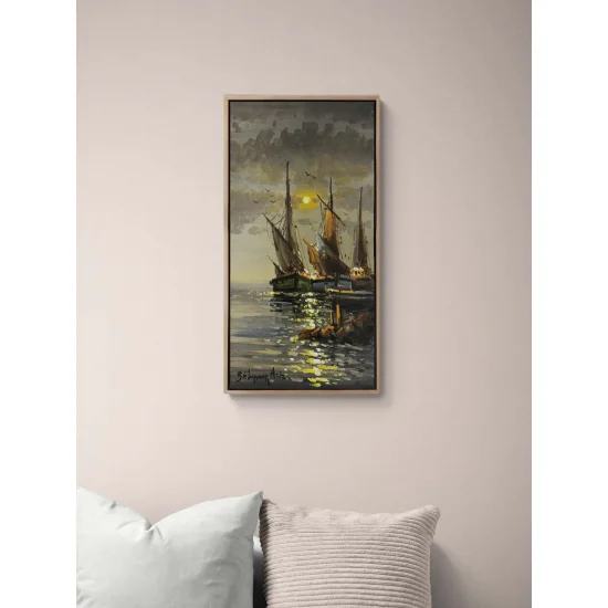 Yelkenlilerin Bekleyişi Yağlı Boya Tablosu