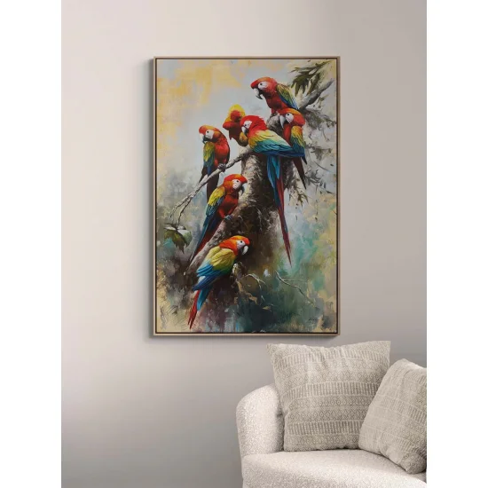 Papağanların Dünyası Yağlı Boya Tablosu