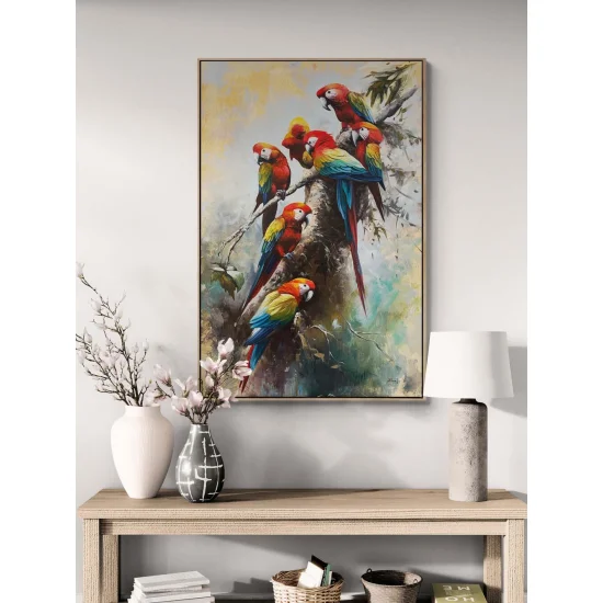 Papağanların Dünyası Yağlı Boya Tablosu