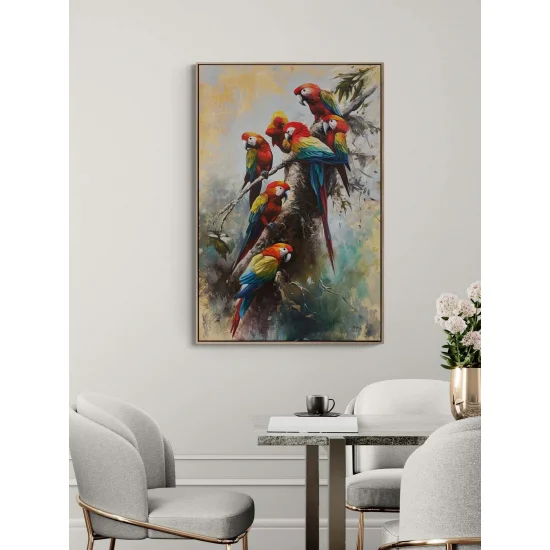 Papağanların Dünyası Yağlı Boya Tablosu