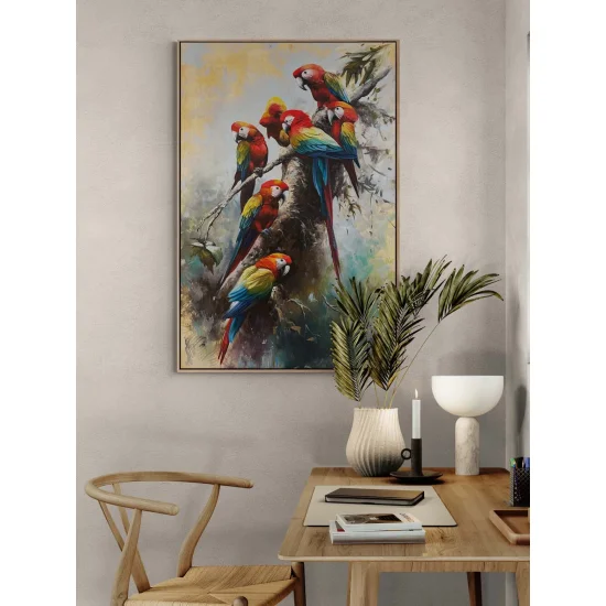 Papağanların Dünyası Yağlı Boya Tablosu