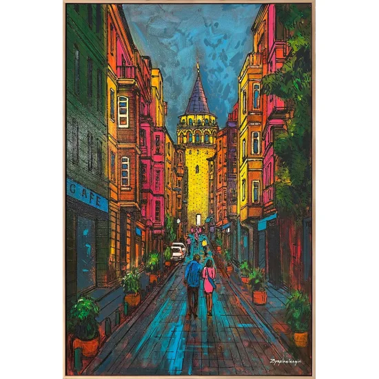 Galata’da Bir Gün Yağlı Boya Tablosu