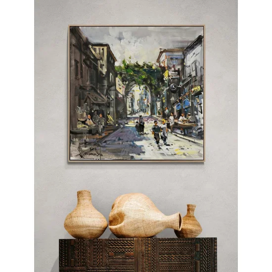 Footsteps on Stone Streets Oil Painting