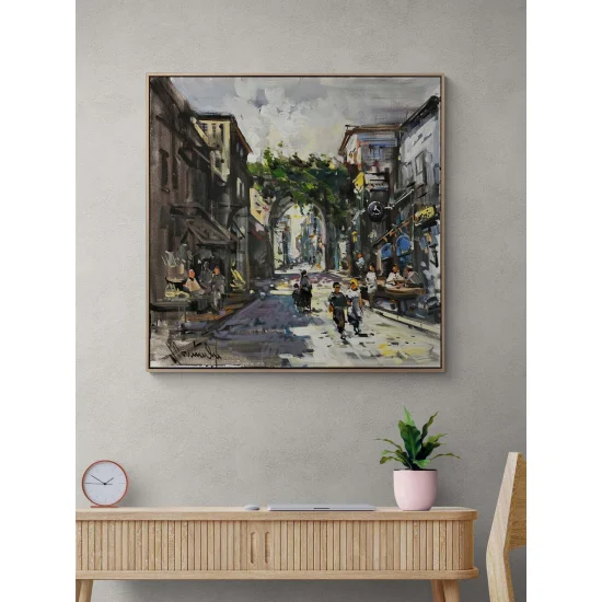 Footsteps on Stone Streets Oil Painting