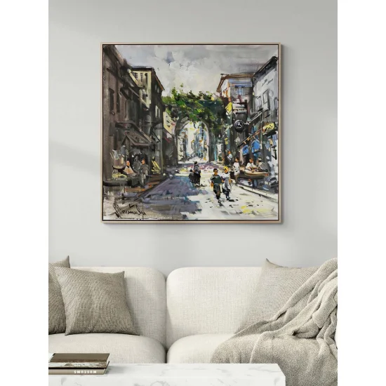 Footsteps on Stone Streets Oil Painting