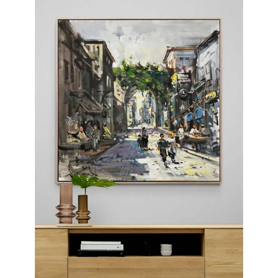 Footsteps on Stone Streets Oil Painting