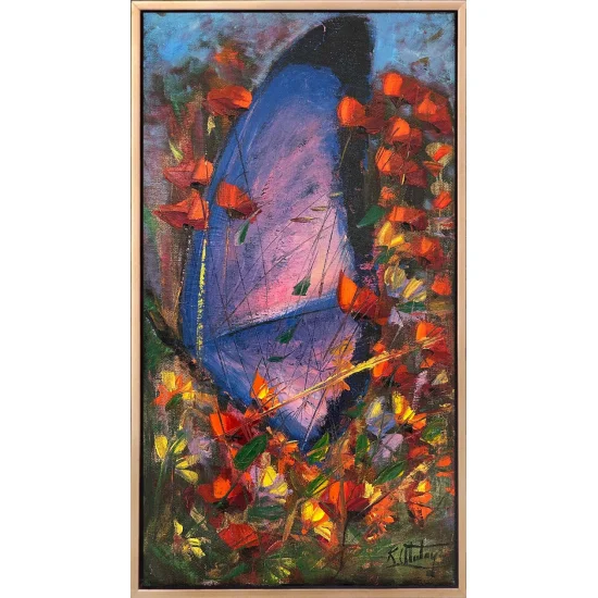 Mor Kelebeğin Rüyası Yağlı Boya Tablosu