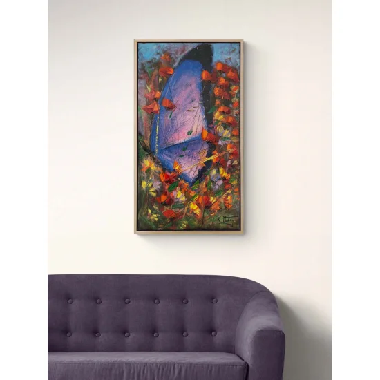 Mor Kelebeğin Rüyası Yağlı Boya Tablosu