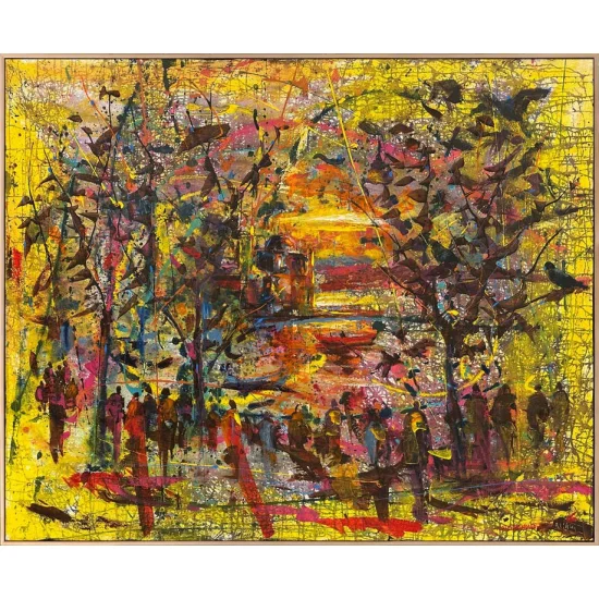 Ortaköyde Günbatımı Yağlı Boya Tablosu