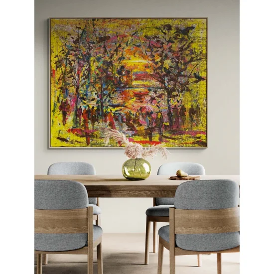 Ortaköyde Günbatımı Yağlı Boya Tablosu