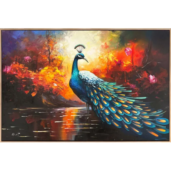Tavus Kuşunun Aşkı Yağlı Boya Tablosu