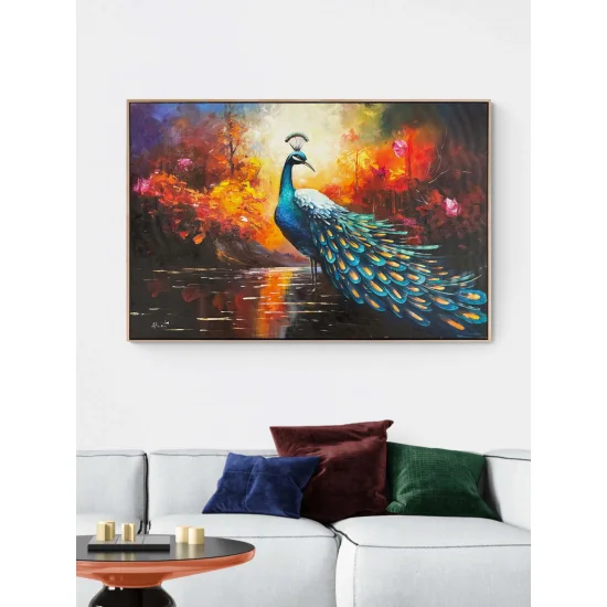 Tavus Kuşunun Aşkı Yağlı Boya Tablosu