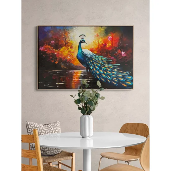 Tavus Kuşunun Aşkı Yağlı Boya Tablosu