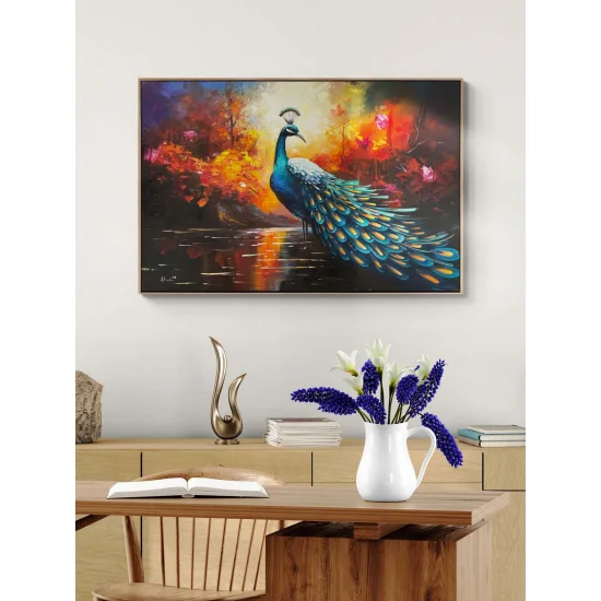 Tavus Kuşunun Aşkı Yağlı Boya Tablosu