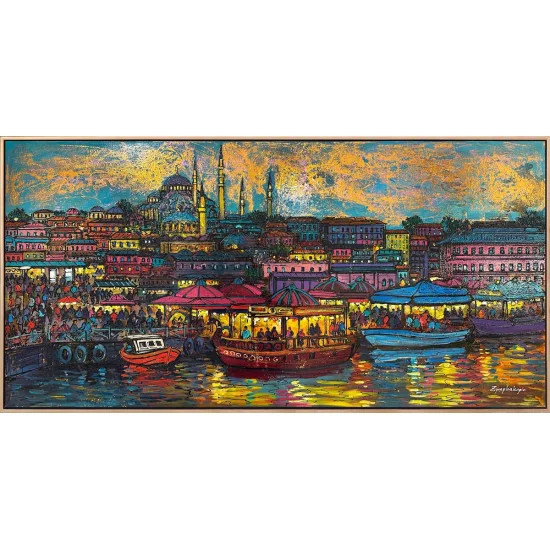 Eminönü Tarihi Balıkçıkları Yağlı Boya Tablosu