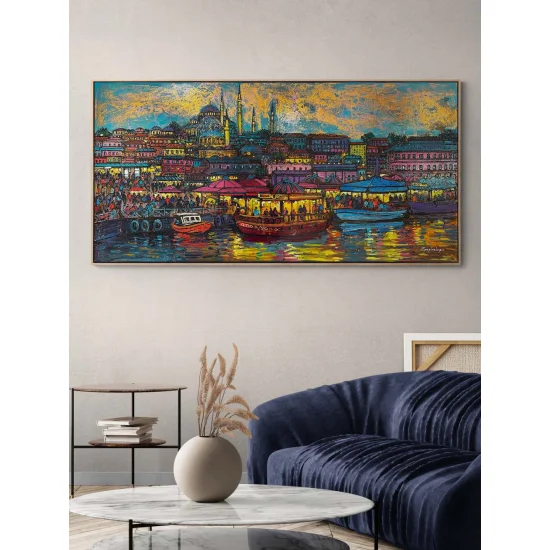 Eminönü Tarihi Balıkçıkları Yağlı Boya Tablosu