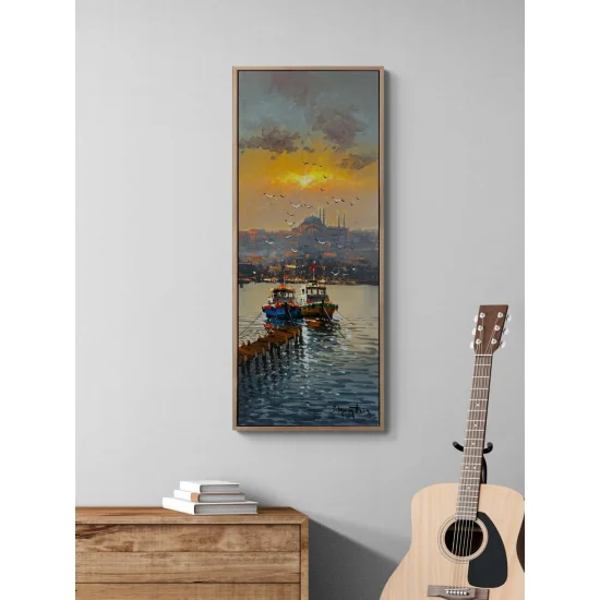 İskelede Balıkçılar Yağlı Boya Tablosu