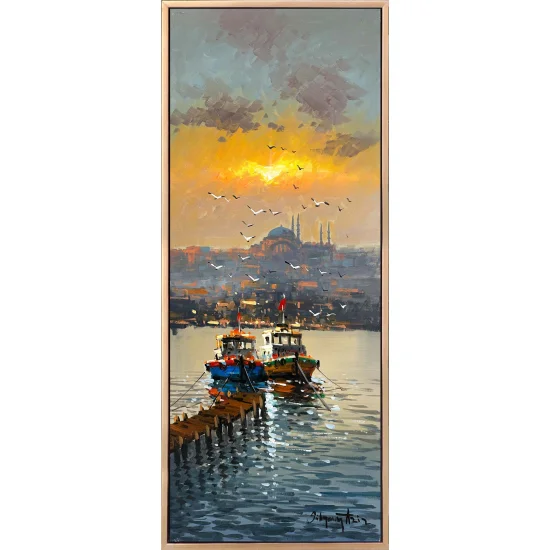 İskelede Balıkçılar Yağlı Boya Tablosu