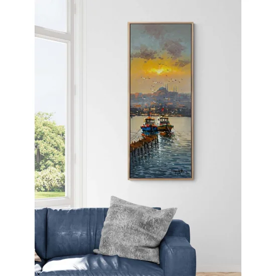 İskelede Balıkçılar Yağlı Boya Tablosu