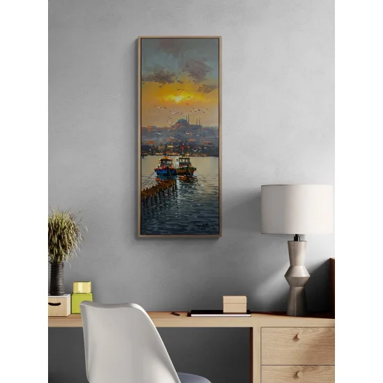 İskelede Balıkçılar Yağlı Boya Tablosu