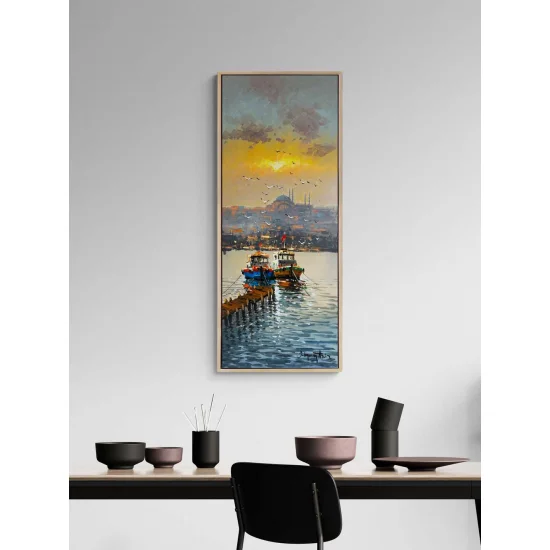 İskelede Balıkçılar Yağlı Boya Tablosu