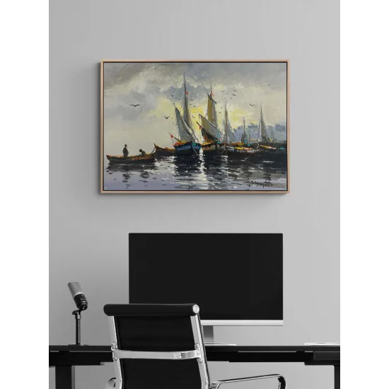 Denizde Sessiz Bekleyiş Yağlı Boya Tablosu