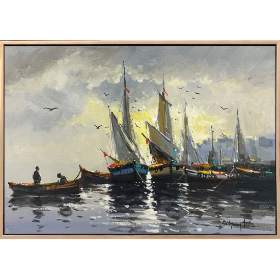 Denizde Sessiz Bekleyiş Yağlı Boya Tablosu